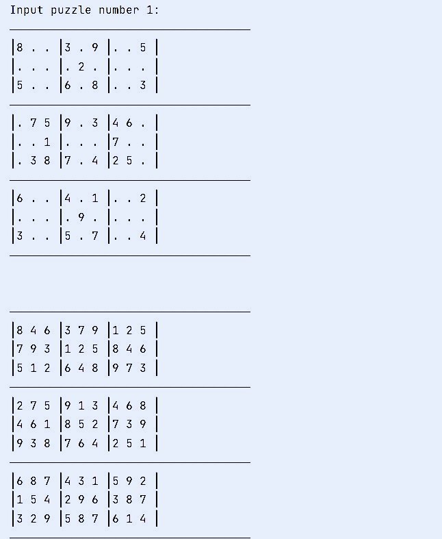 An example of my sudoku solver in action